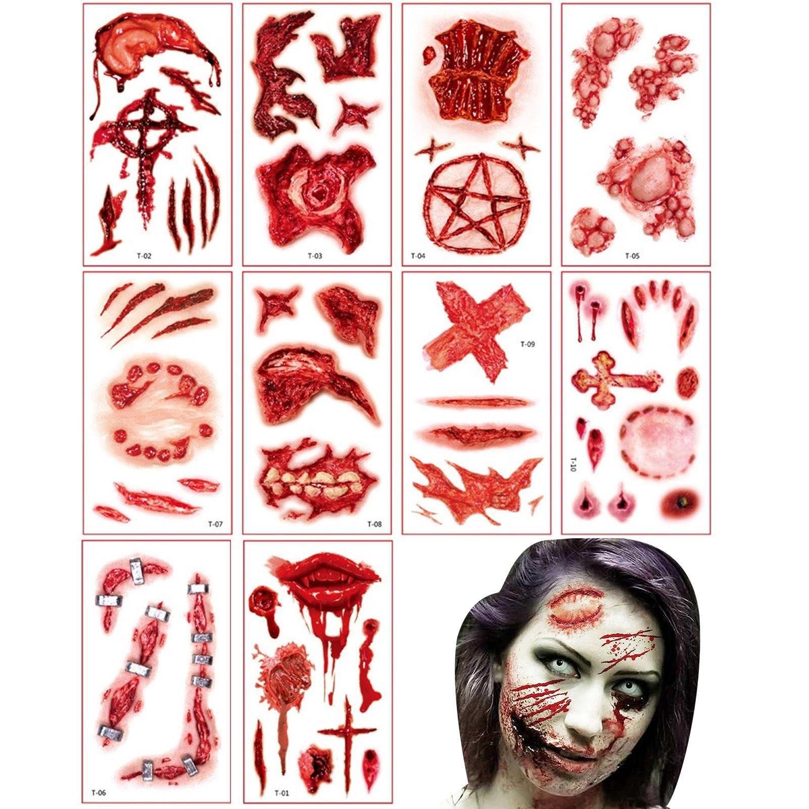 Amazon.co.jp: ゾンビフェイスステッカー - ハロウィンゾンビメイク
